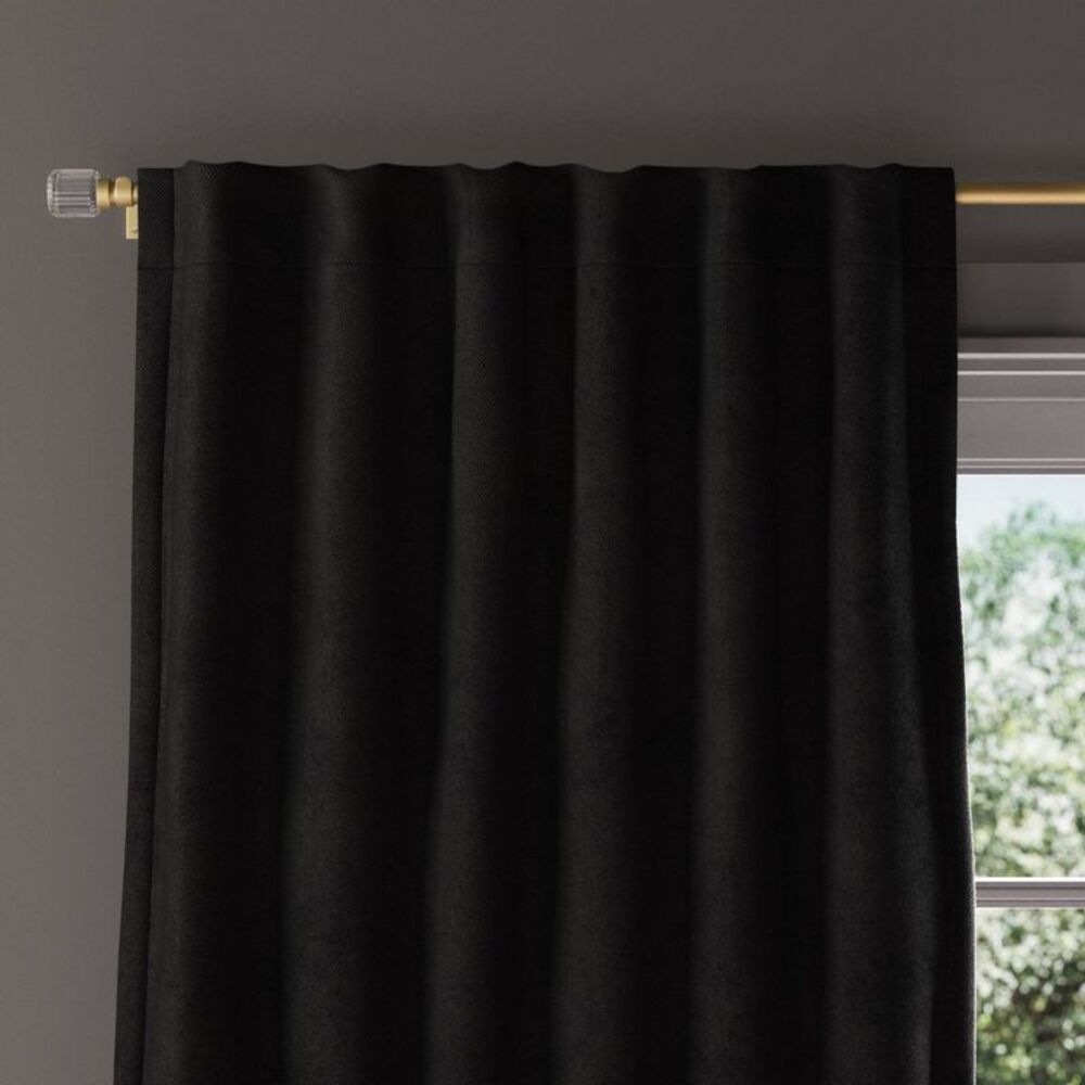 Open Box - Threshold - 50"x84" Blackout Chenille Curtain Black - Threshol Black